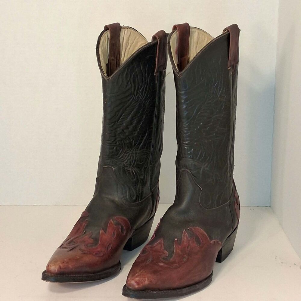 Vintage Pastizal Cowboy Boots Womens 6.5 Leather Eagle American Flag Tooled